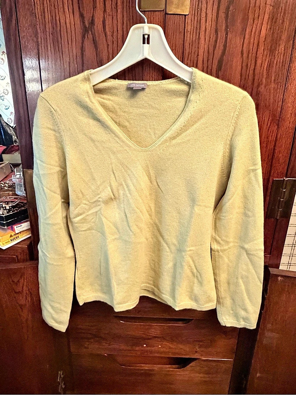 Vintage Ann Taylor V-Neck Cashmere Sweater in Light Green